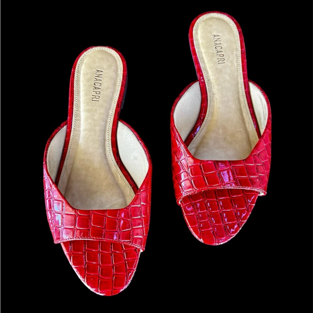 Anacapri Red Alligator Slides women’s size 6-6.5